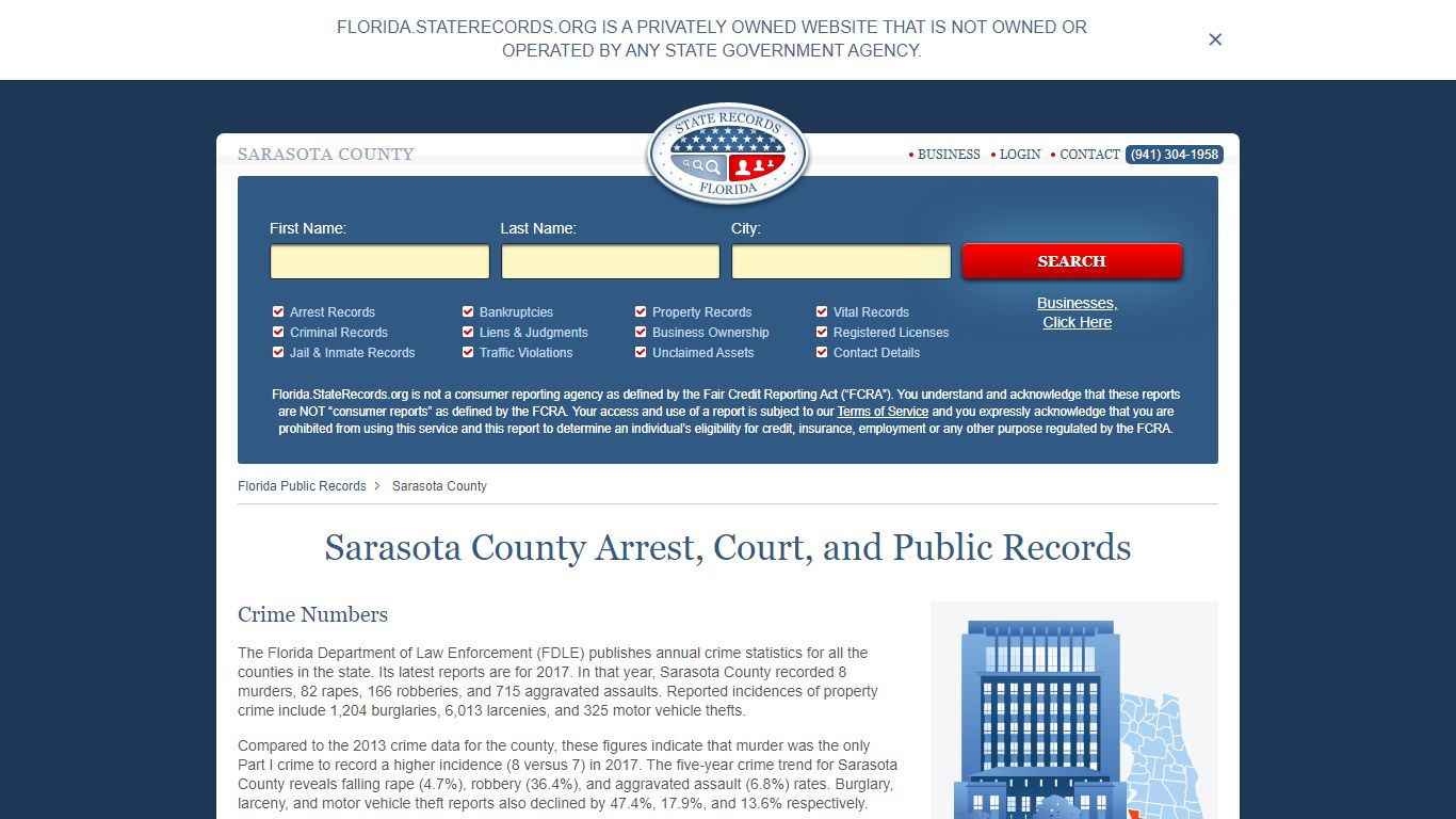 Sarasota County Arrest, Court, and Public Records